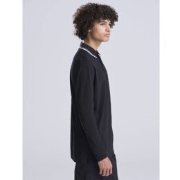 Just Hoods - Long Sleeve Tipped 100 Polo - JP103 - oxford navy / white