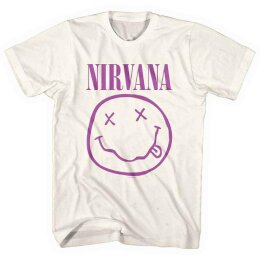 Nirvana - Purple Happy Face - Natural - T-Shirt