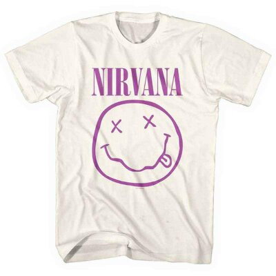 Nirvana - Purple Happy Face - Natural - T-Shirt S