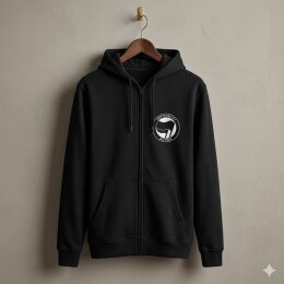 Antifascist Action - Pocket- und Backprint - black/black - Kapuzenzipper - black