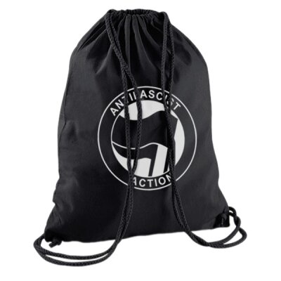 Antifascist Action - Frontprint - black/black- Gym Bag - schwarz / schwarz