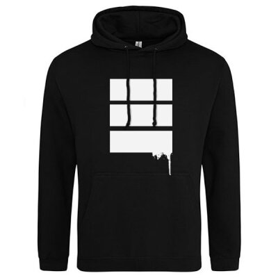 Merchmanufaktur - Dein Design - 25 zweifarbig + einseitig bedruckte schwarze College Hoodies (Just Hoods) - Bruttopreis inkl. Versand