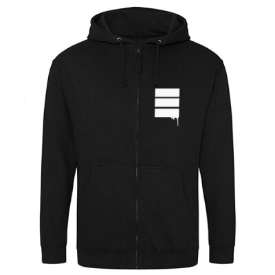 Merchmanufaktur - Dein Design - 50 zweifarbig + einseitig bedruckte schwarze Zipper (Just Hoods) - Bruttopreis inkl. Versand