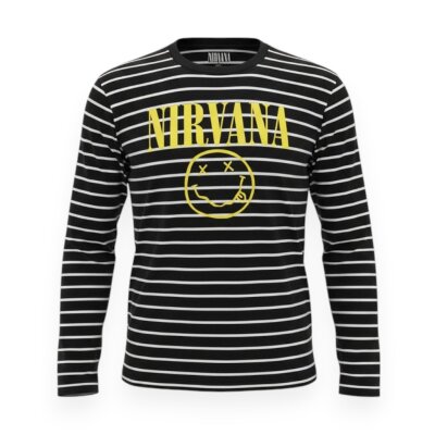 Nirvana - Yellow Happy Face Striped - black/white - Longsleeve T-Shirt