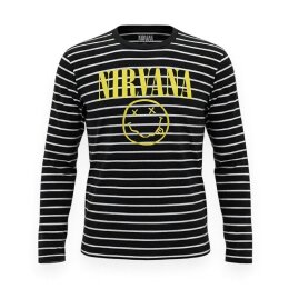 Nirvana - Yellow Happy Face Striped - black/white -...