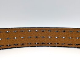 Nietengürtel - Gürtel mit kleinen schwarzen Pyramidennieten - 3-Reihig - TG668- veganes Leder - black L