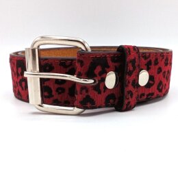 Gürtel - Veganes Leder - TG669 - Rot Leopard L