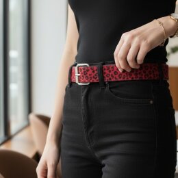 Gürtel - Veganes Leder - TG669 - Rot Leopard L