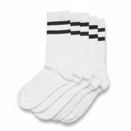 Build Your Brand - Double Stripe Socks - 5-Pack (BY450c) - white/black 43-46