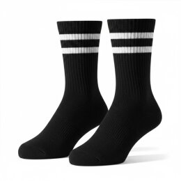 Build Your Brand - Double Stripe Socks - 5-Pack (BY450c) - black/white 39-42