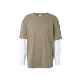 Urban Classics - TB2887 Oversized Shaped Double Layer LS Tee - paleolive/white