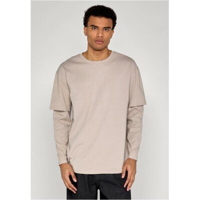 Urban Classics - TB2887 Oversized Shaped Double Layer LS Tee - cloud/cloud