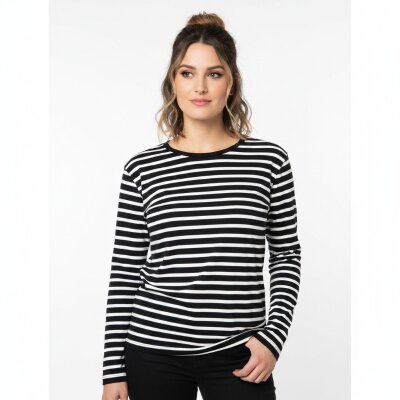 Mantis - The Breton Top - Unisex Longsleeve Tee (P136) - navy/white