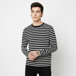 Mantis - The Breton Top - Unisex Longsleeve Tee (P136) - navy/white