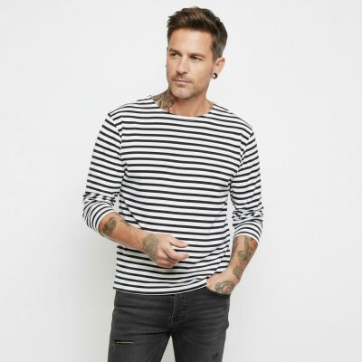 Mantis - The Breton Top - Unisex Longsleeve Tee (P136) - white/navy