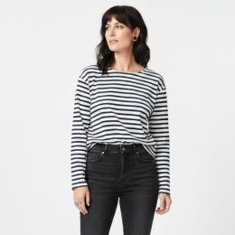 Mantis - The Breton Top - Unisex Longsleeve Tee (P136) - white/navy