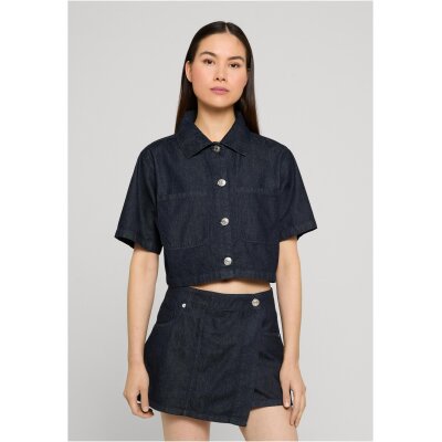 Urban Classics - TB8372- Ladies Cropped Light Denim Shirt - blue rinsed washed
