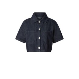 Urban Classics - TB8372- Ladies Cropped Light Denim Shirt - blue rinsed washed