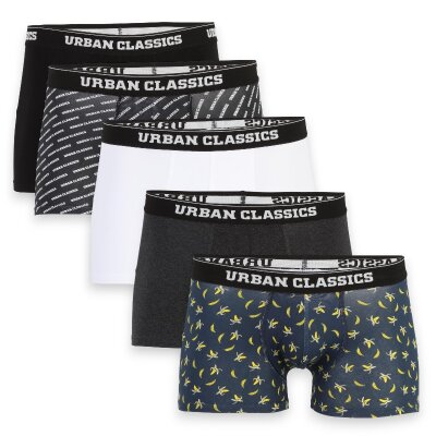 Urban Classics - TB3846 Boxer Shorts 5-Pack - ban.aop+brand.aop+cha+blk+wht