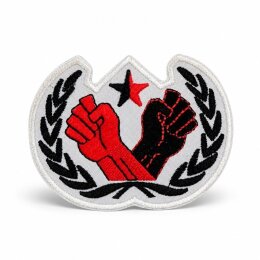 Two Fists - rot / schwarz - gestickter Patch (Aufnäher)