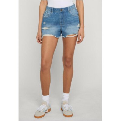 Urban Classics - TB8193 - Ladies Destroyed Denim Shorts - Light Blue Washed