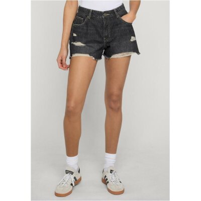 Urban Classics - TB8193 - Ladies Destroyed Denim Shorts - black washed