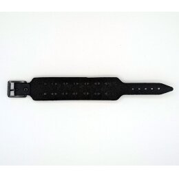 Armband mit schwarezn Pyramidennieten - 2-Reihig - WB009A - Echtleder schwarz
