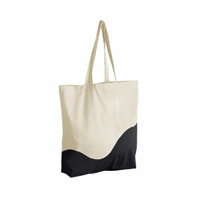Westfort Mill - Organic Cotton Wave Print Maxi Bag (W235) - natural/black