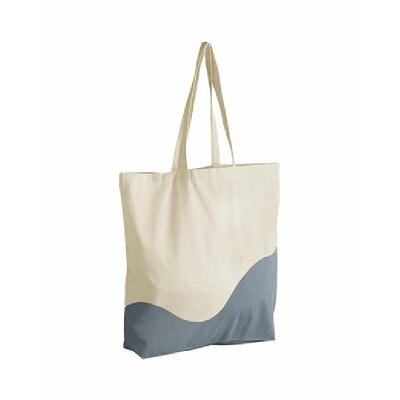 Westfort Mill - Organic Cotton Wave Print Maxi Bag (W235) - natural/bluegrey