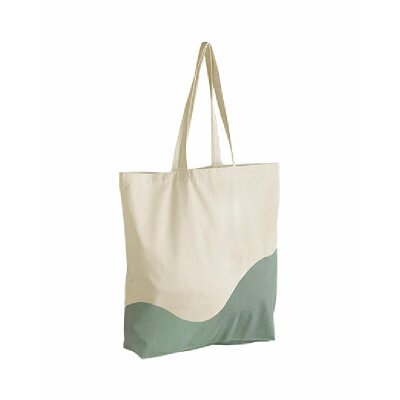 Westfort Mill - Organic Cotton Wave Print Maxi Bag (W235) - natural/dustygreen