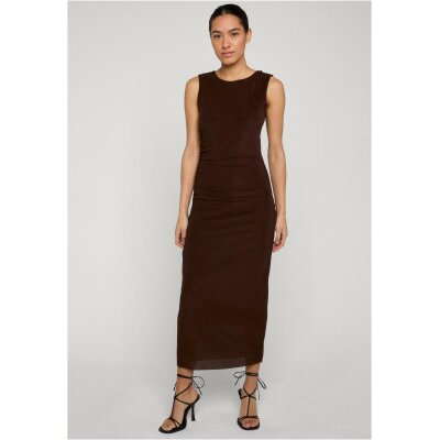 Urban Classics - TB8183 - Ladies Long Ruffled Mesh Dress- brown