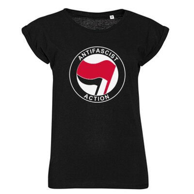Antifascist Action - Frontprint - red/black - Girl-Shirt - black