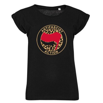 Antifascist Action Leo - Frontprint - red/black - Girl-Shirt - black
