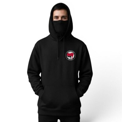 Antifascist Action - Pocketprint - red/black - Ninja Hoodie - black