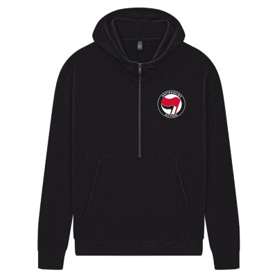 Antifascist Action - Pocketprint - red/black - Half Zip Hoodie - black