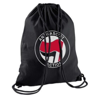 Antifascist Action - Frontprint - red/black- Gym Bag - schwarz/schwarz