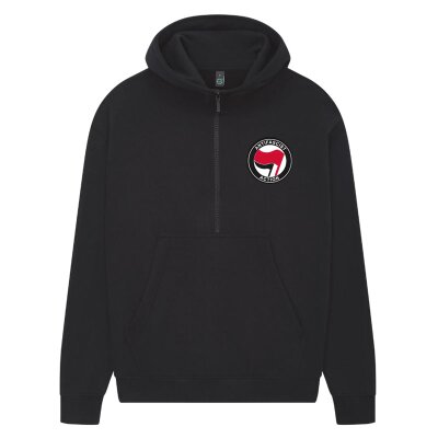 Antifascist Action - Pocketprint - red/black - Ladies Half-Zip Hoodie - black