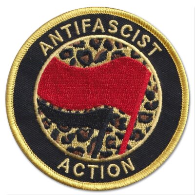Antifascist Action Leo - red/black - gestickter Patch (Aufnäher)