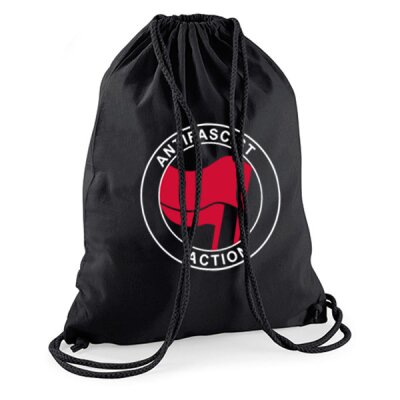 Antifascist Action - Frontprint - red/red - Gym Bag - schwarz/schwarz