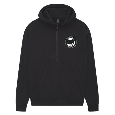 Antifascist Action - Pocketprint - black/black - Ladies Half-Zip Hoodie - black