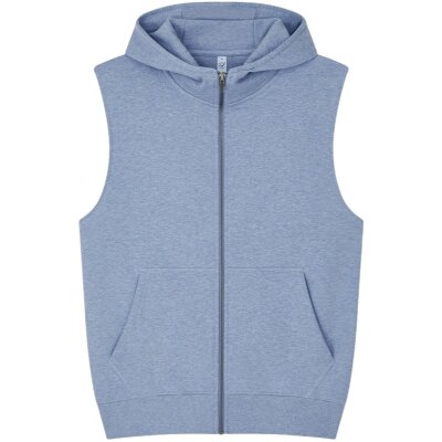 Earth Positive - EP309 - Sleeveless Full Zip Hoodie - Light Blue Heather