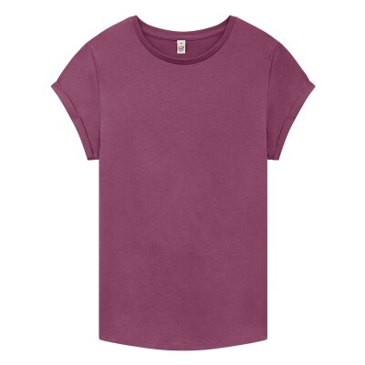Earth Positive - EP16 - Organic Womens Rolled Sleeve T-shirt - faded burgundy