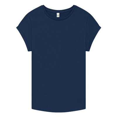 Earth Positive - EP16 - Organic Womens Rolled Sleeve T-Shirt - french navy