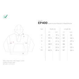 Earth Positive - EP400 - Womens V-Neck Hoodie - Black