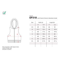 Earth Positive - EP318 - Womens Sleeveless Zip Hoodie - light heather