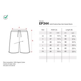 Earth Positive - EP344 - Raw Hem Sweat Shorts - Black