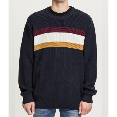 Urban Classics - TB2525 Block Sweater - dnavy/offwhite/port/goldenoak