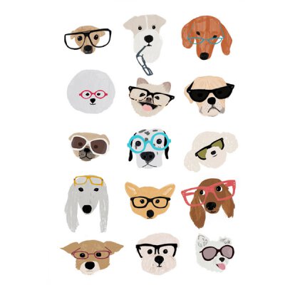 Dogs with glasses - Postkarte